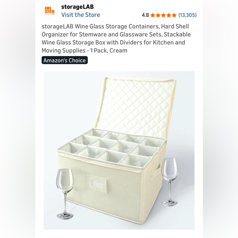 NWT storageLab Wine Glass Storage Unit
Holds and Protects 12 wine glasses